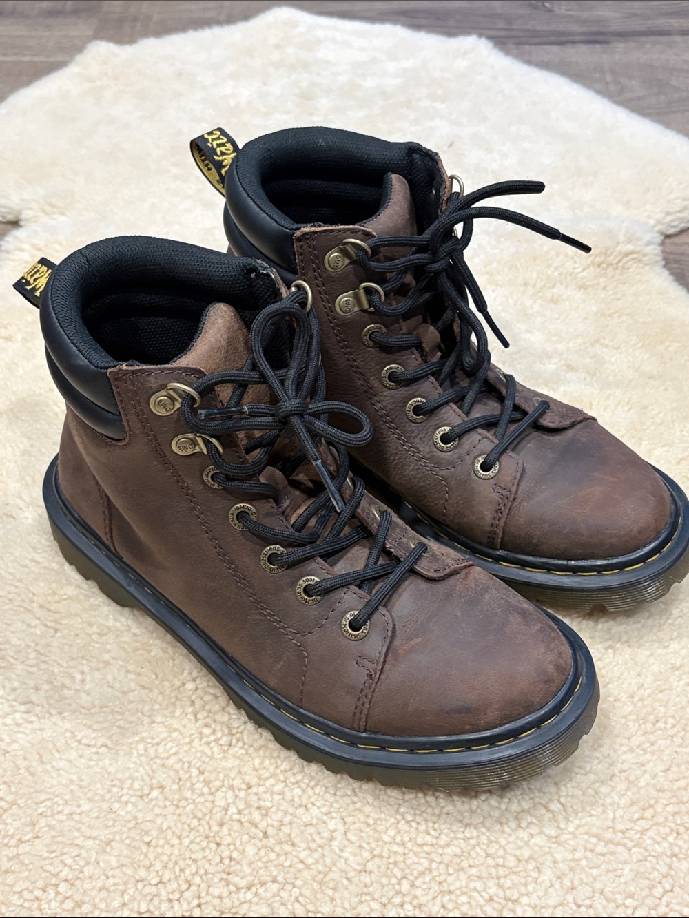 Dr Martens Faora leather boots, Brown, women’s US 8